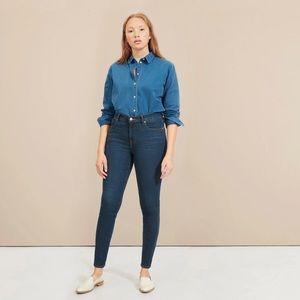 Everlane The Authentic Stretch Mid-Rise Skinny Medium Mid Blue Size 28 Tall